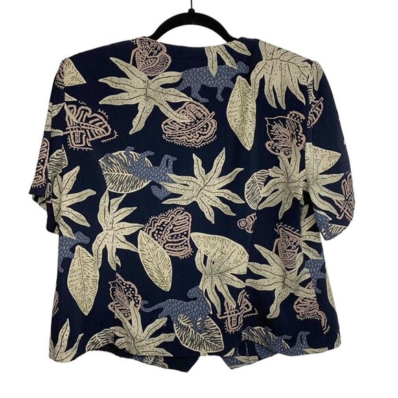 VINTAGE KATHY CHE 1980'S Leopard Jungle Print Short Sleeve Shacket - Picture 2 of 5